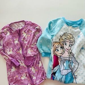 Little Sleepies Purple Unicorn Pajama Onsie & Frozen Onsie Size 3T